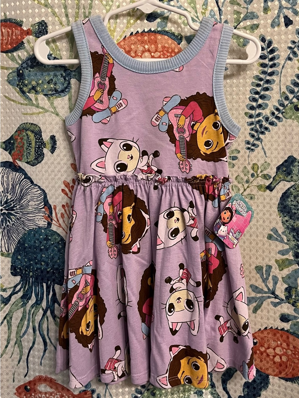 Gabby’s Dollhouse Lavender Tank Dress with Blue Trim